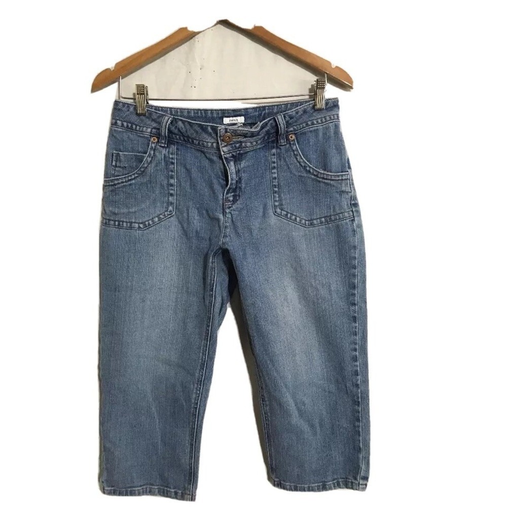 LIZ & CO Women's Capris Sz 6 Stretch Denim Cropped Flap Pocket